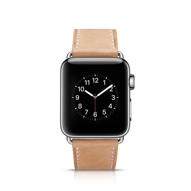 Top Layer Cowhide Leather Watch Band Replacement for Apple Watch Series 4 44mm, Series 3 / 2 / 1 42mm - Khaki-4