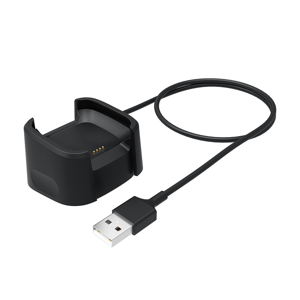 USB Charging Cable Cradle Station for Fitbit Versa Smart Watch - Black-1