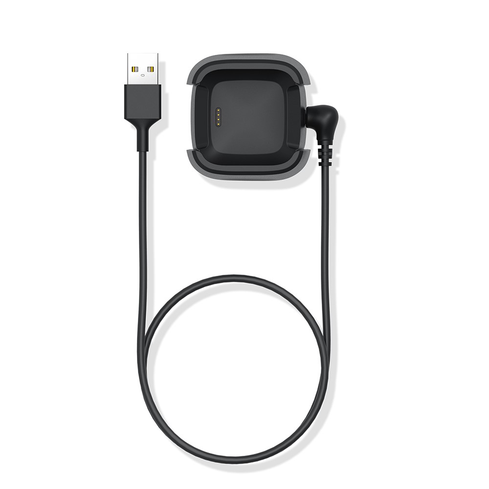 USB Charging Cable Cradle Station for Fitbit Versa Smart Watch - Black-2