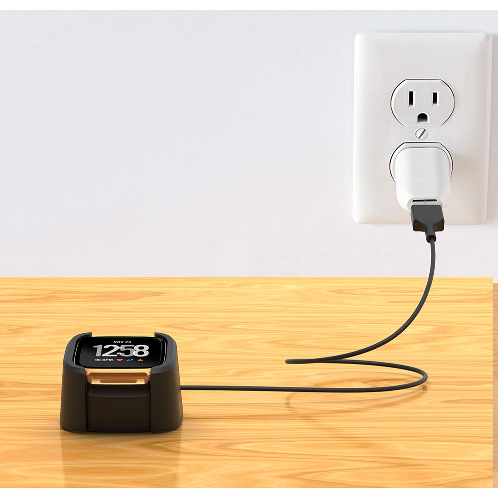 USB Charging Cable Cradle Station for Fitbit Versa Smart Watch - Black-4
