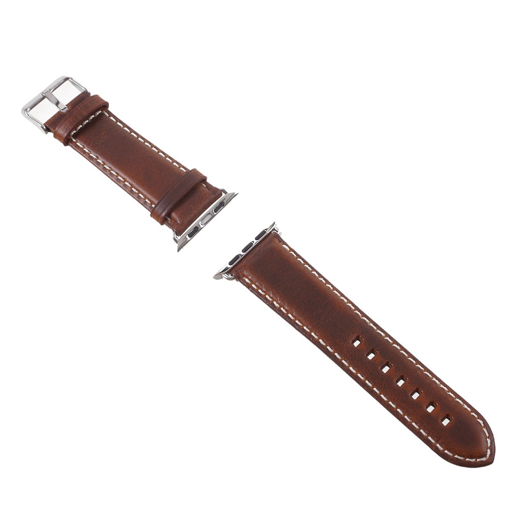 Vintage Oil Wax Genuine Leather Replacement Watchband for Apple Watch Series 4 40mm, Series 3 / 2 / 1 38mm - Brown-2