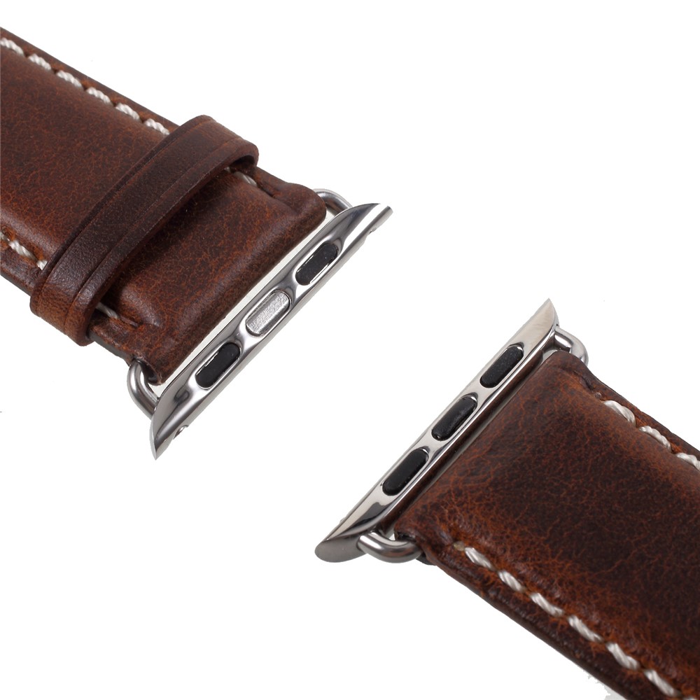 Vintage Oil Wax Genuine Leather Replacement Watchband for Apple Watch Series 4 40mm, Series 3 / 2 / 1 38mm - Brown-3