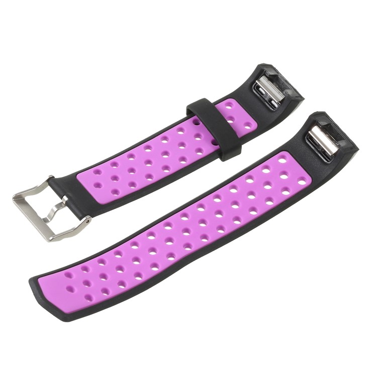 Bi-color Multihole Soft Silicone Sport Watch Band Replacement for Fitbit Charge 2 - Purple-4