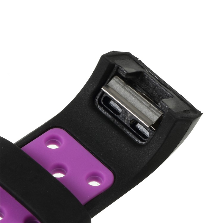 Bi-color Multihole Soft Silicone Sport Watch Band Replacement for Fitbit Charge 2 - Purple-5