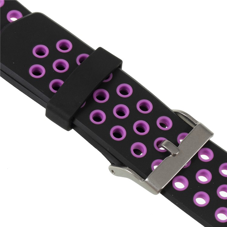 Bi-color Multihole Soft Silicone Sport Watch Band Replacement for Fitbit Charge 2 - Purple-8