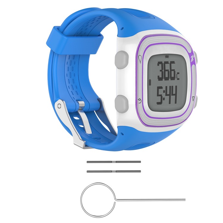 Women Soft Sports Silicone Watch Strap Replace Part, Length: 21.5cm for Garmin Forerunner 15 / 10 - Blue-3