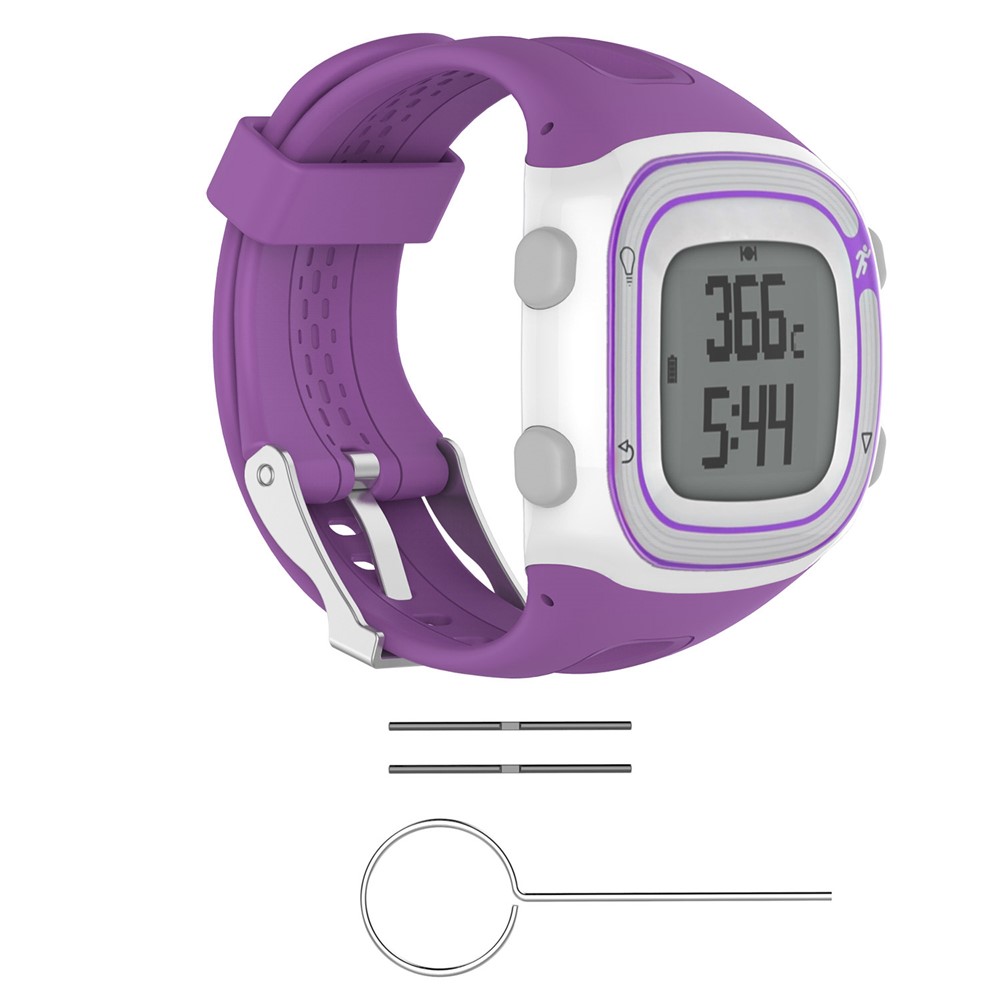 Soft Sports Silicone Watch Band Replace Part, Length: 21.5cm for Garmin Forerunner 15 / 10 - Purple-3