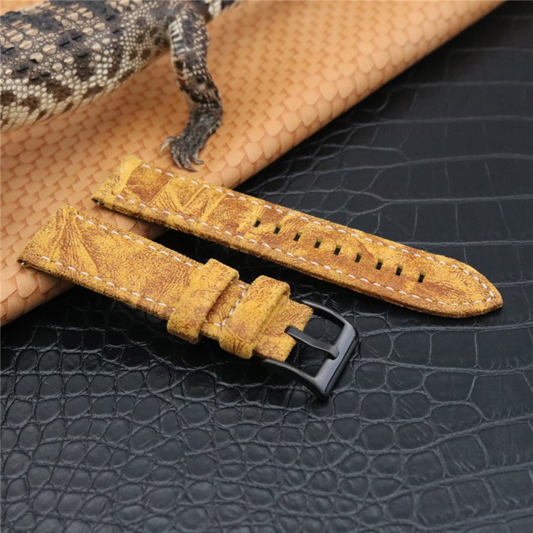 Classic Retro PU Leather Wrist Watch Band (22mm) for Fossil Q Venture - Yellow-2