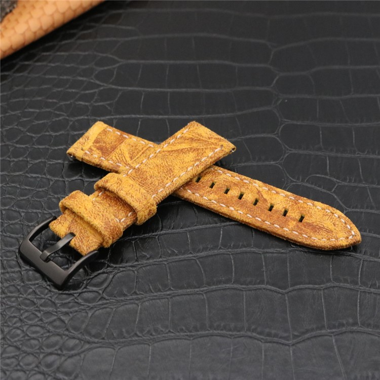 Classic Retro PU Leather Wrist Watch Band (22mm) for Fossil Q Venture - Yellow-3