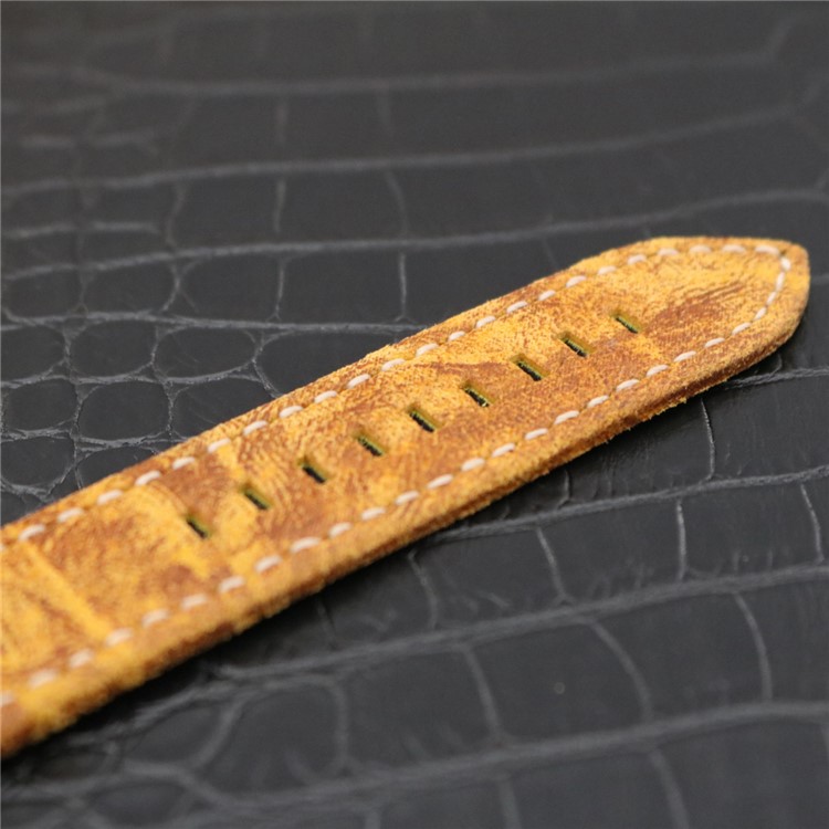 Classic Retro PU Leather Wrist Watch Band (22mm) for Fossil Q Venture - Yellow-5