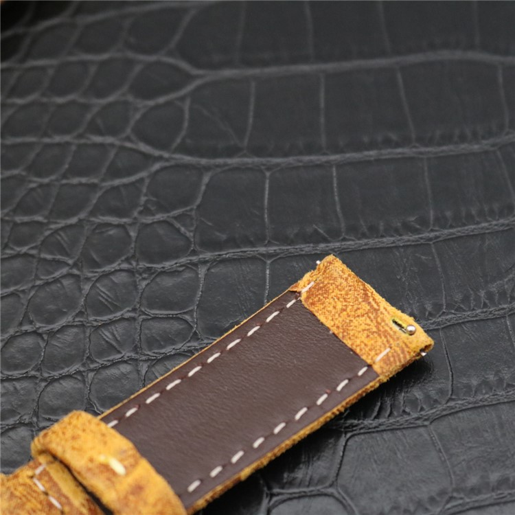 Classic Retro PU Leather Wrist Watch Band (22mm) for Fossil Q Venture - Yellow-6