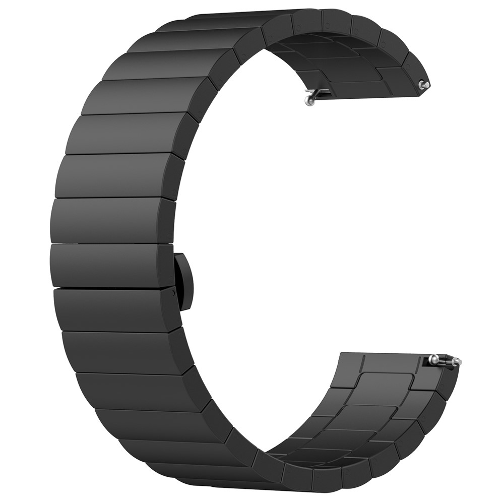 23mm Stainless Steel Butterfly Buckle Watch Strap for Fitbit Versa - Black-1
