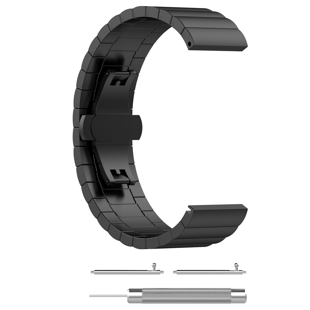 23mm Stainless Steel Butterfly Buckle Watch Strap for Fitbit Versa - Black-3