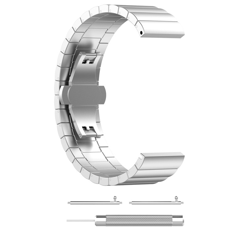 23mm Stainless Steel Butterfly Buckle Watch Band for Fitbit Versa - Silver-2