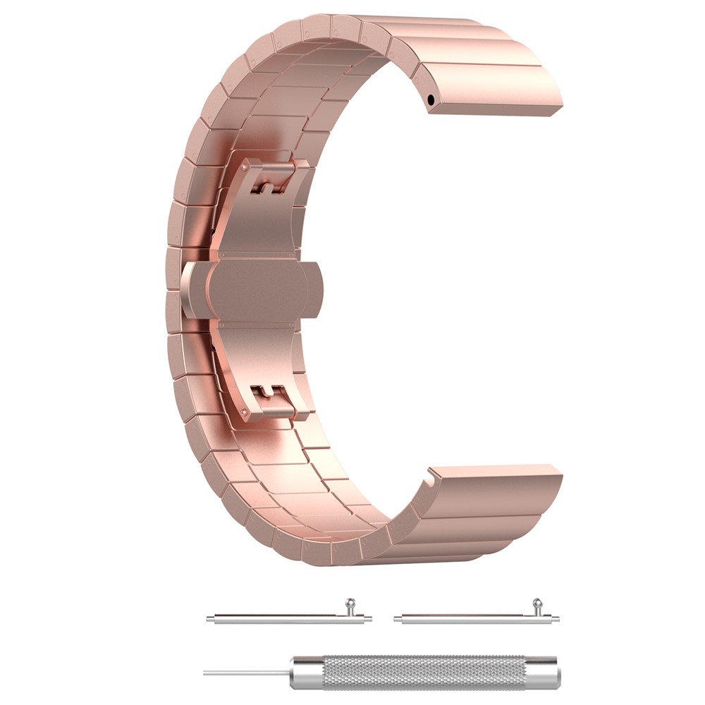 23mm Stainless Steel Butterfly Buckle Watch Strap Replacement for Fitbit Versa - Rose Gold-2