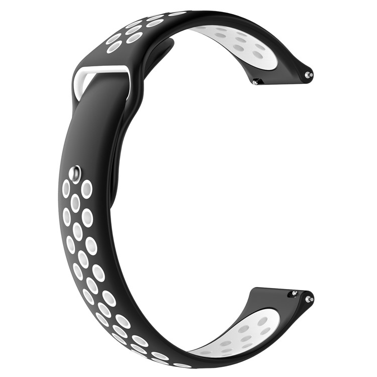 22mm Two-color Silicone Watch Strap for Fossil Q Marshal Gen 2 - Black / White-3