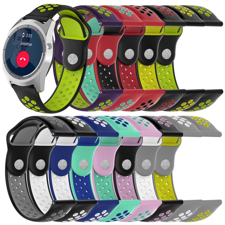 22mm Two-color Silicone Watch Strap for Fossil Q Marshal Gen 2 - Black / White-4