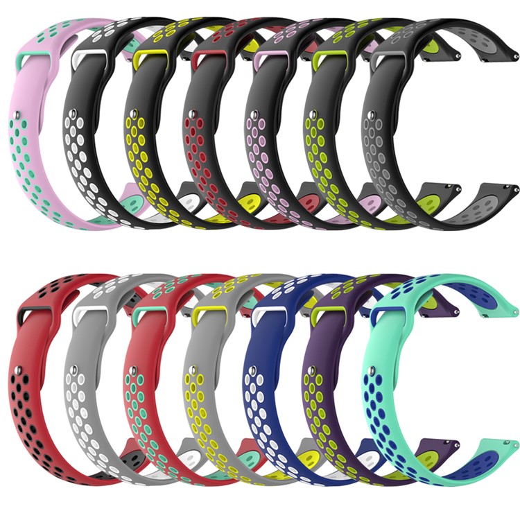 22mm Two-color Silicone Watch Strap for Fossil Q Marshal Gen 2 - Black / White-5
