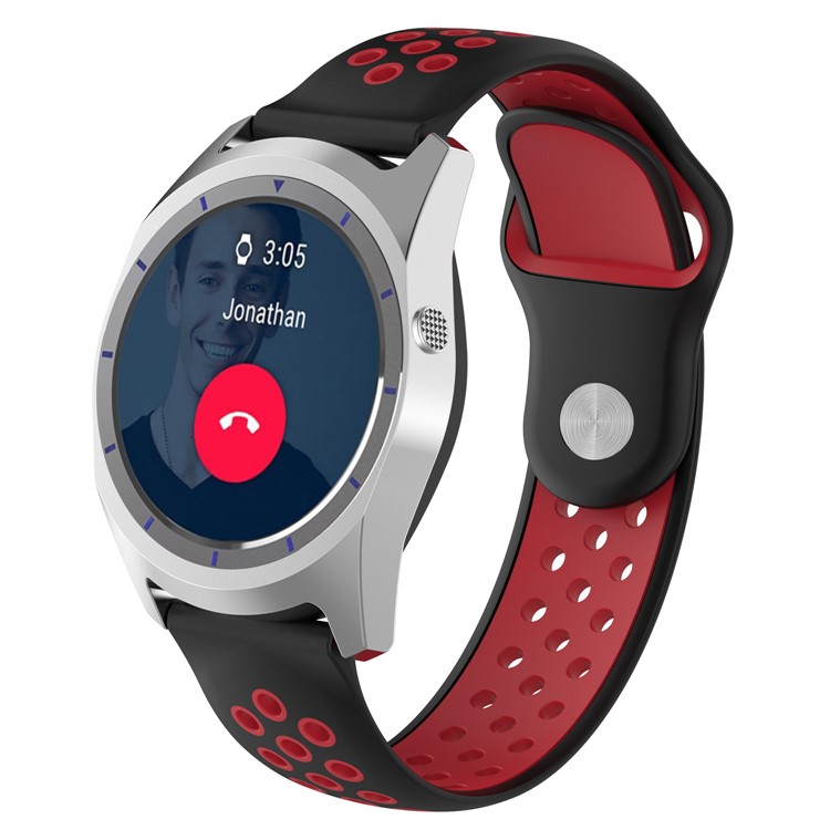 22mm Two-color Silicone Watch Sport Strap for Fossil Q Marshal Gen 2 - Black / Red-1