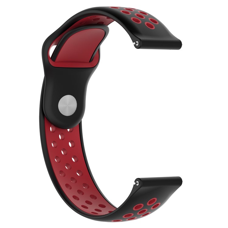 22mm Two-color Silicone Watch Sport Strap for Fossil Q Marshal Gen 2 - Black / Red-2