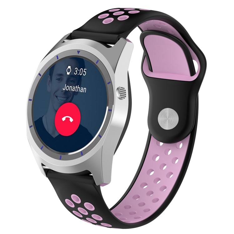 22mm Two-color Silicone Watch Strap Replacement for Fossil Q Marshal Gen 2 - Black / Pink-1