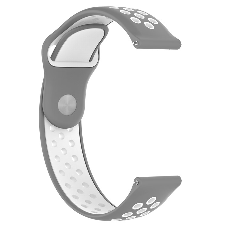 22mm Two-color Silicone Wrist Watch Strap for Fossil Q Marshal Gen 2 - Grey / White-2