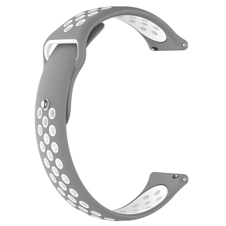 22mm Two-color Silicone Wrist Watch Strap for Fossil Q Marshal Gen 2 - Grey / White-3