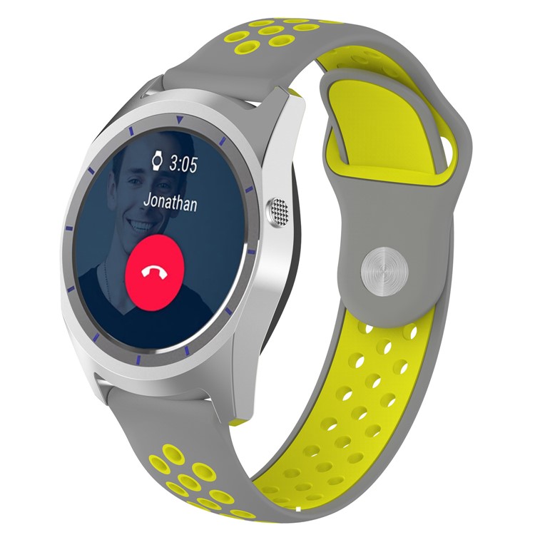 22mm Two-color Silicone Watchband for Fossil Q Marshal Gen 2 - Grey / Yellowgreen-1