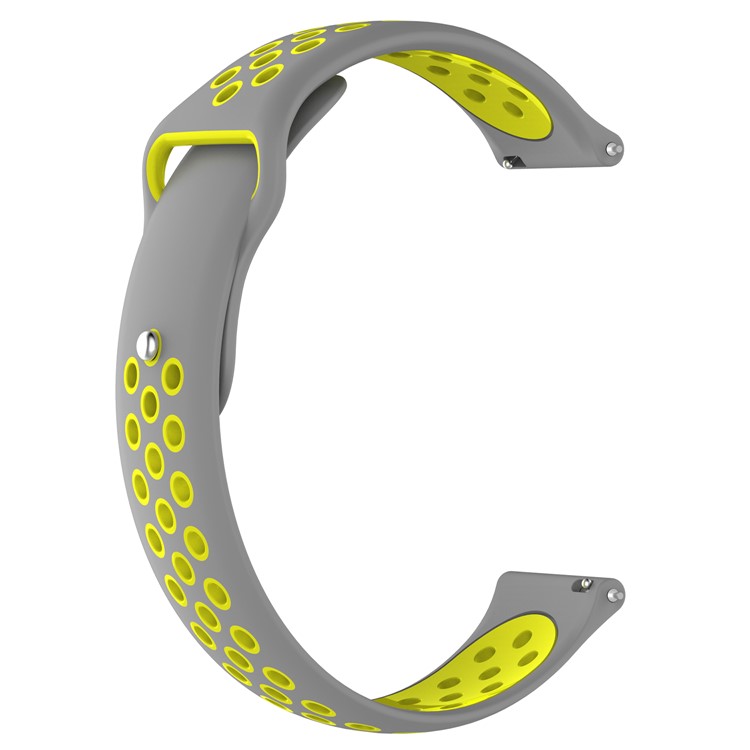 22mm Two-color Silicone Watchband for Fossil Q Marshal Gen 2 - Grey / Yellowgreen-2