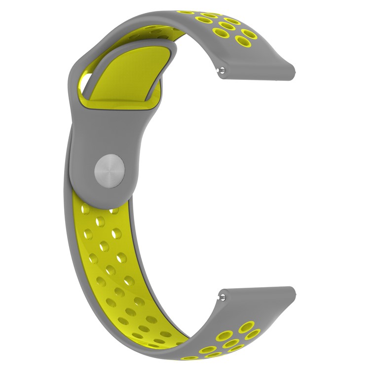 22mm Two-color Silicone Watchband for Fossil Q Marshal Gen 2 - Grey / Yellowgreen-3