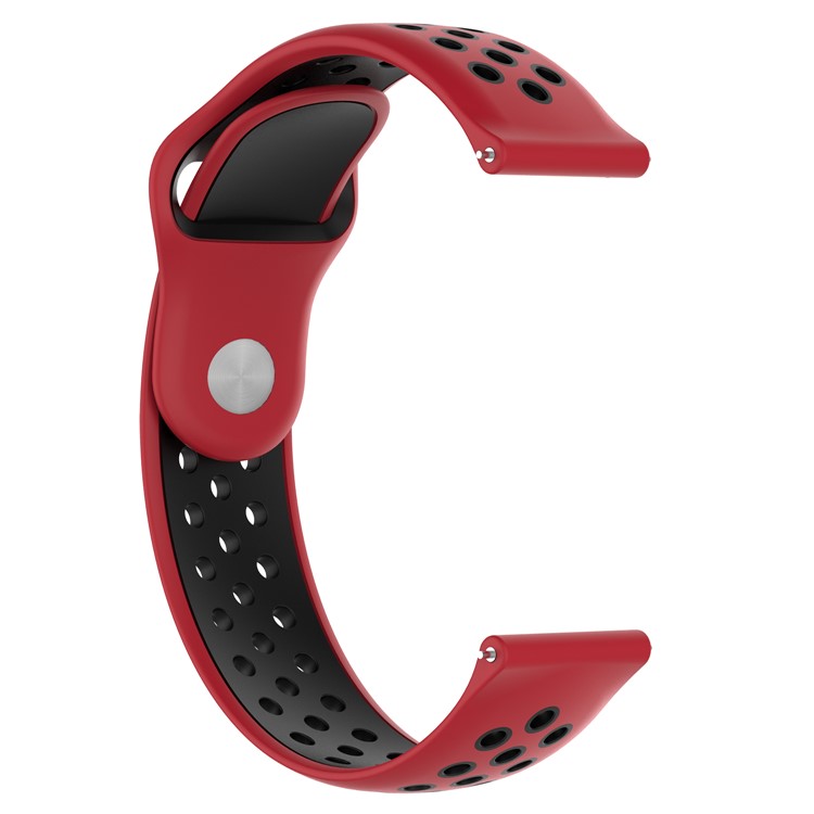 22mm Two-tone Silicone Watch Strap for Fossil Q Marshal Gen 2 - Red / Black-2