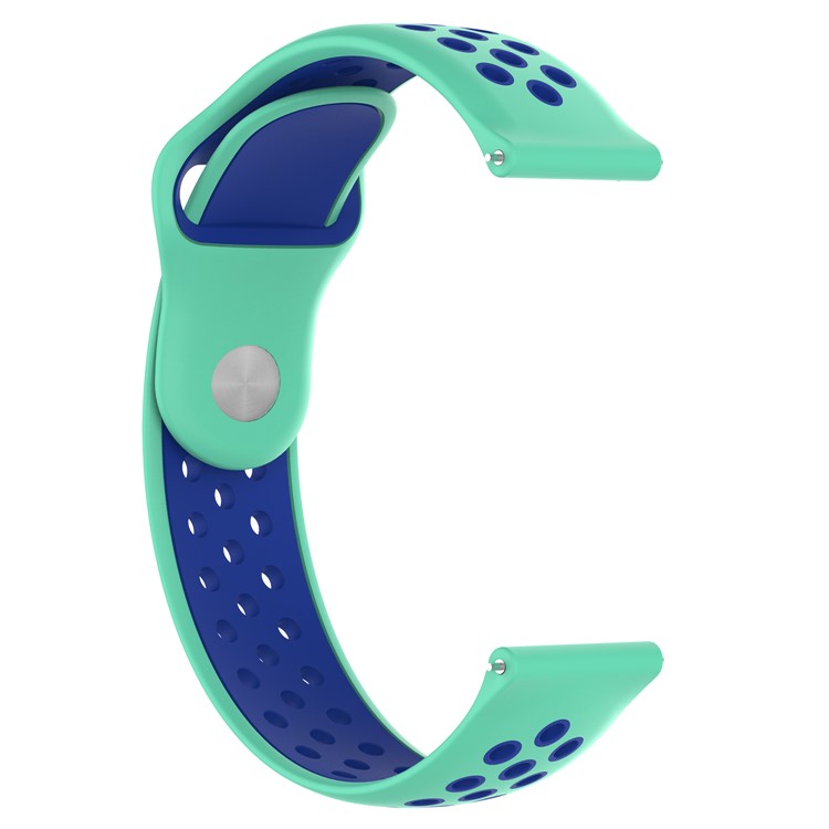 22mm Bi-color Silicone Watch Strap for Fossil Q Marshal Gen 2 - Cyan / Blue-2