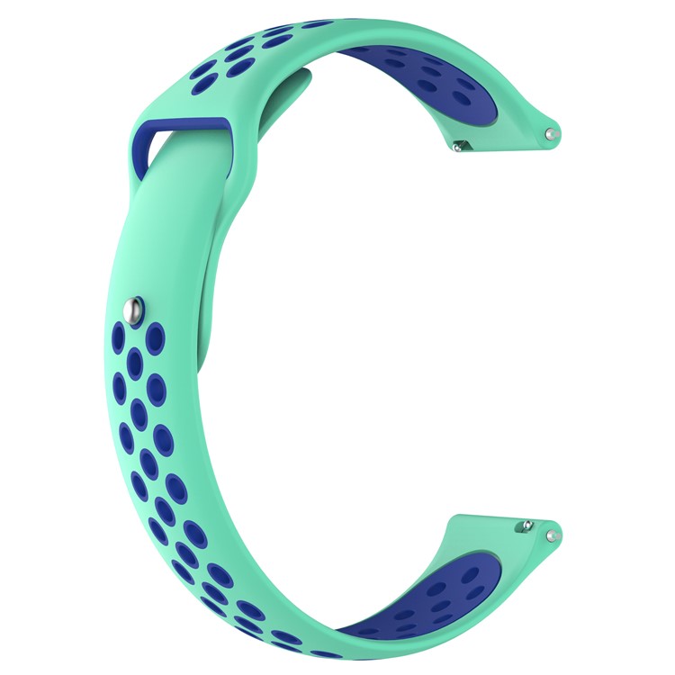 22mm Bi-color Silicone Watch Strap for Fossil Q Marshal Gen 2 - Cyan / Blue-3