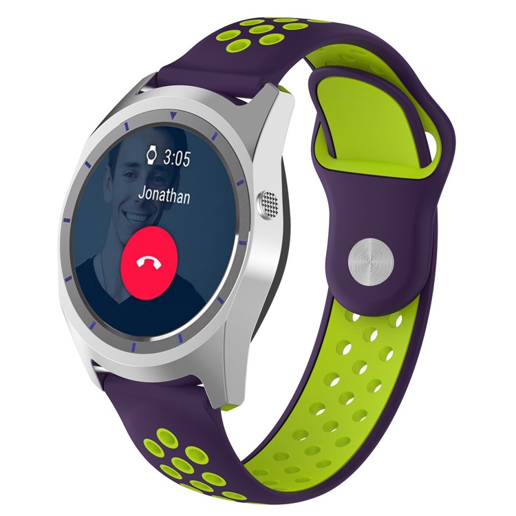 22mm Two-color Silicone Wrist Watchband for Fossil Q Marshal Gen 2 - Purple / Green-1