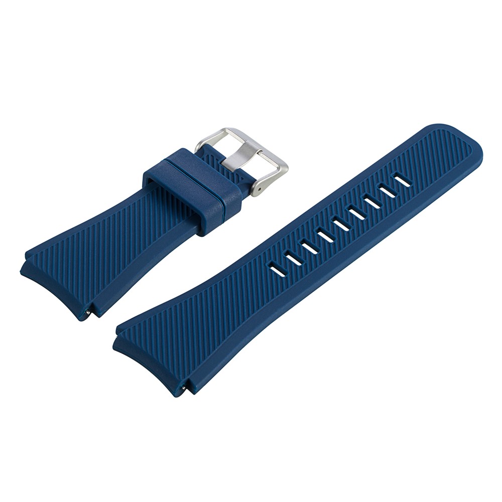 Twill Texture Silicone Wrist Watch Band for Fossil Q Marshal Gen 2 - Dark Blue / Size: L-4