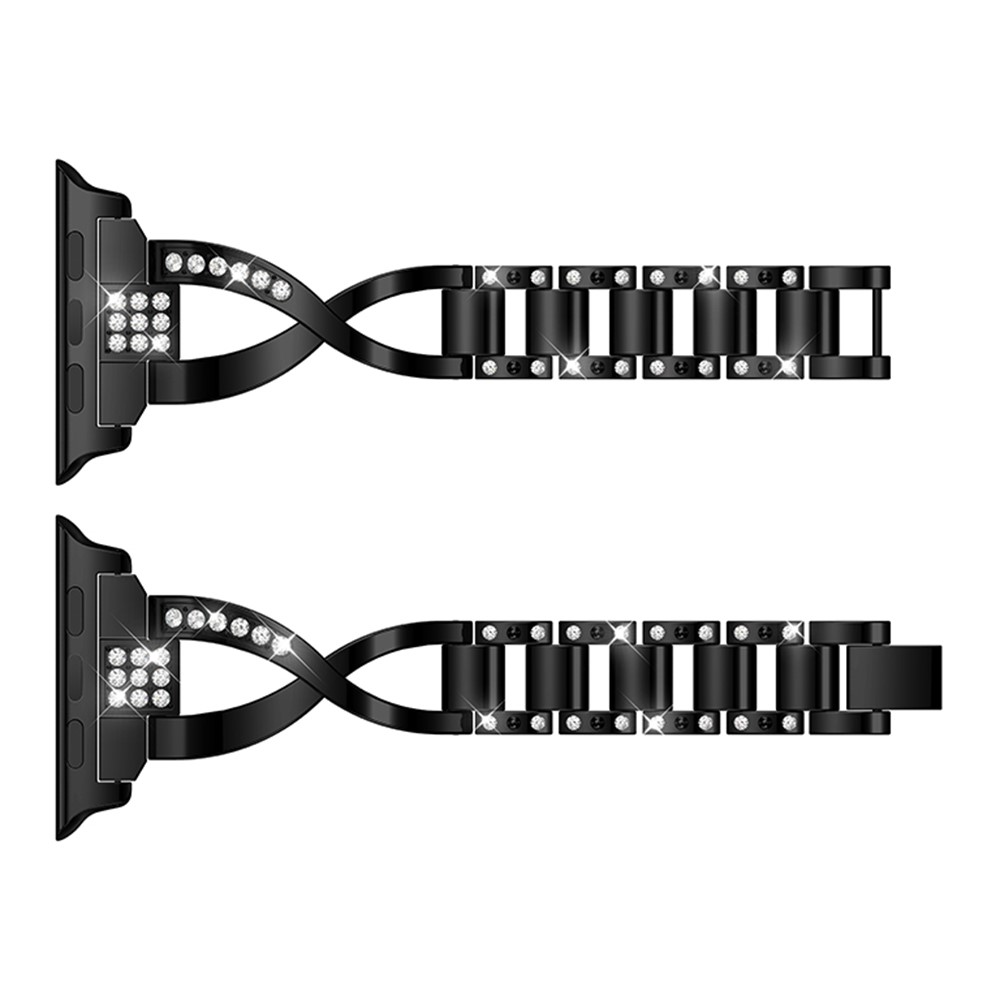 X-shape Rhinestone Decor Alloy Watch Band for Apple Watch Series 3/2/1 42mm - Black-2