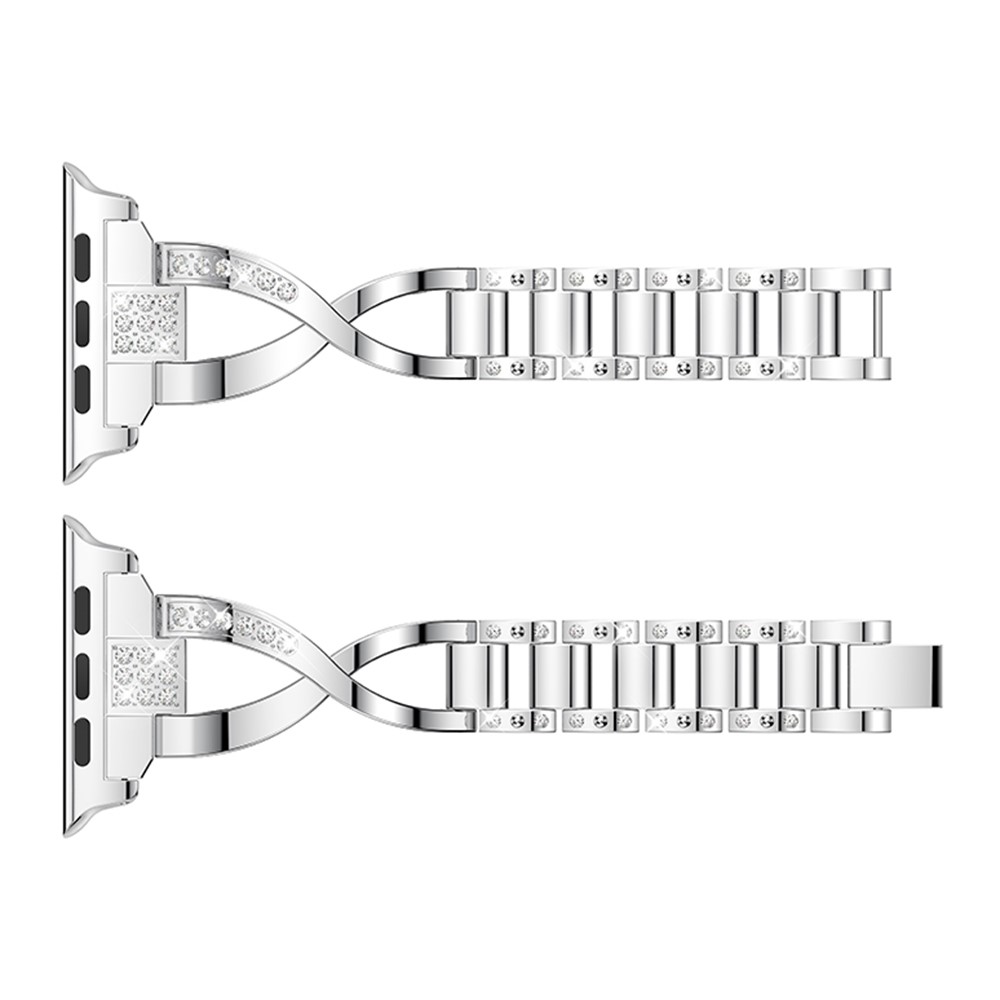 X-shape Rhinestone Decor Alloy Watch Strap for Apple Watch Series 4 44mm/3/2/1 42mm - Silver-2