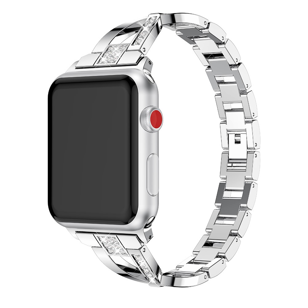 X-shape Rhinestone Decor Alloy Watch Strap for Apple Watch Series 4 44mm/3/2/1 42mm - Silver-4