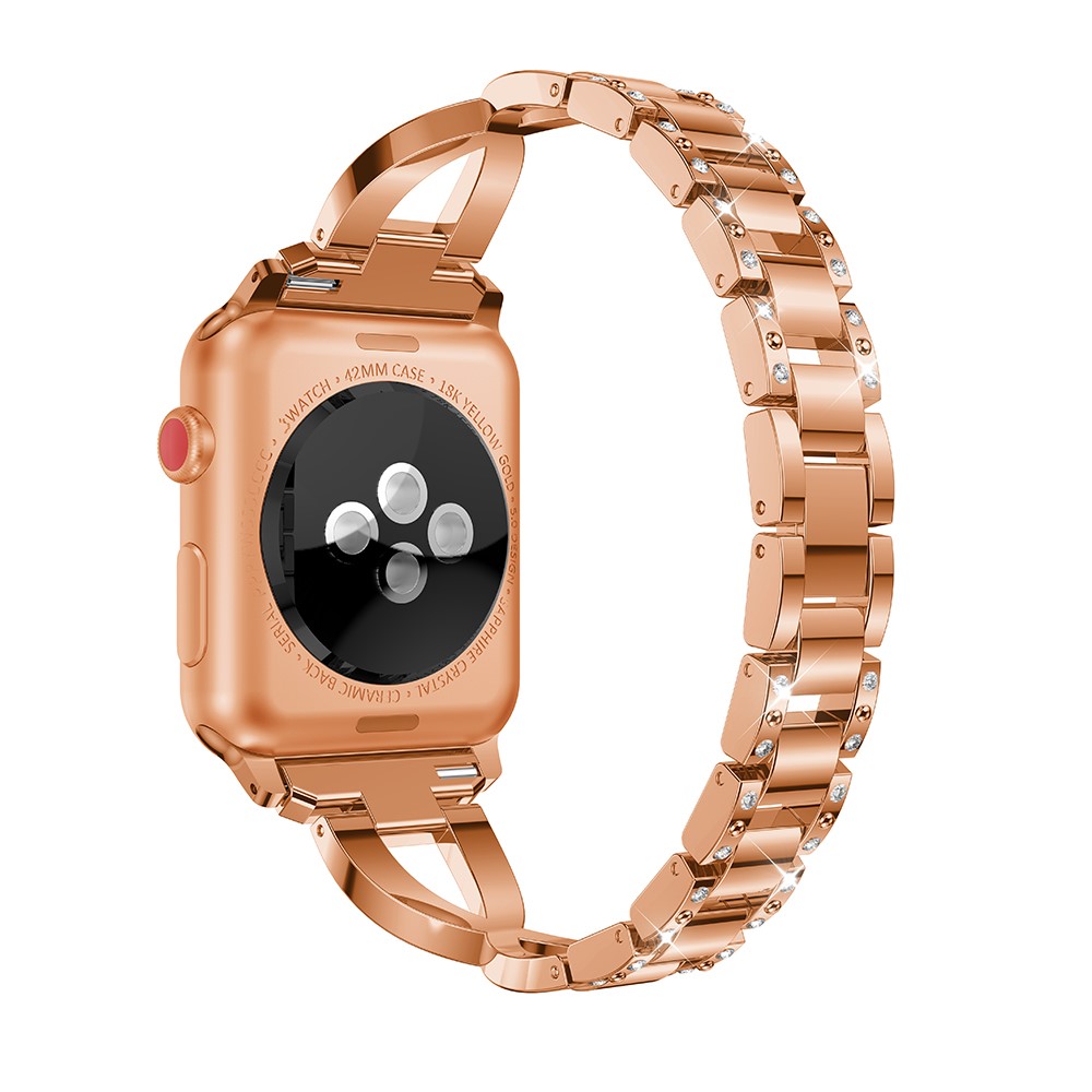 X-shape Rhinestone Decor Alloy Watch Band Replacement for Apple Watch Series 4 44mm/3/2/1 42mm - Rose Gold-3
