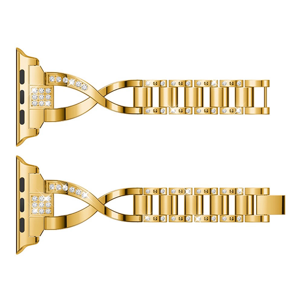 X-shape Rhinestone Decor Alloy Watch Strap Replacement for Apple Watch Series 4 44mm/3/2/1 42mm - Gold-2
