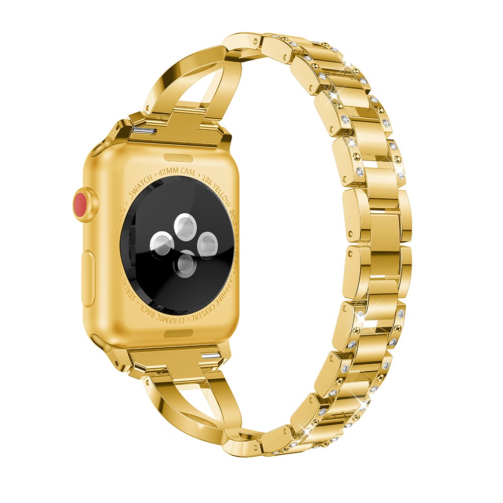 X-shape Rhinestone Decor Alloy Watch Strap Replacement for Apple Watch Series 4 44mm/3/2/1 42mm - Gold-3