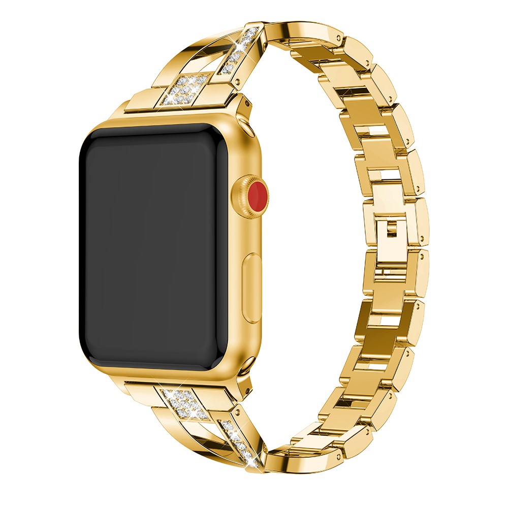 X-shape Rhinestone Decor Alloy Watch Strap Replacement for Apple Watch Series 4 44mm/3/2/1 42mm - Gold-4