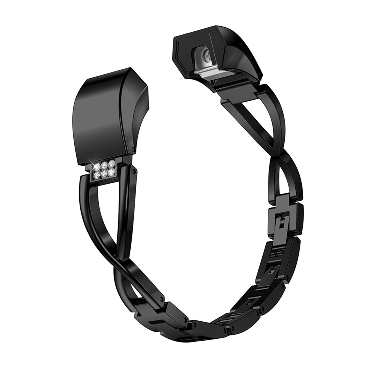X-shape Diamond Decor Alloy Watch Band for Fitbit Alta - Black-1