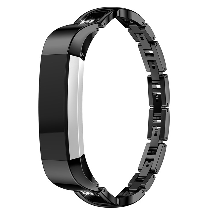 X-shape Diamond Decor Alloy Watch Band for Fitbit Alta - Black-3