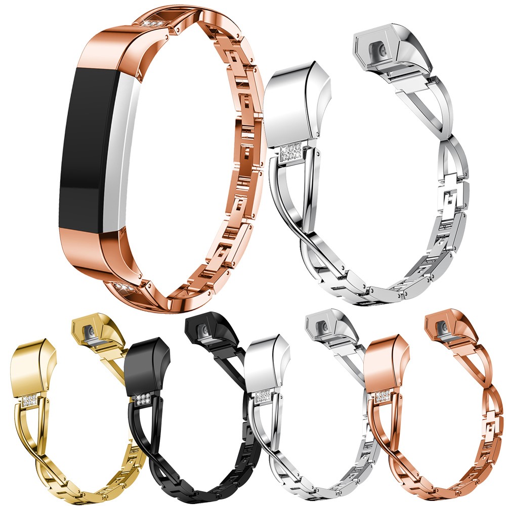 X-shape Diamond Decor Alloy Watch Strap for Fitbit Alta - Silver-6