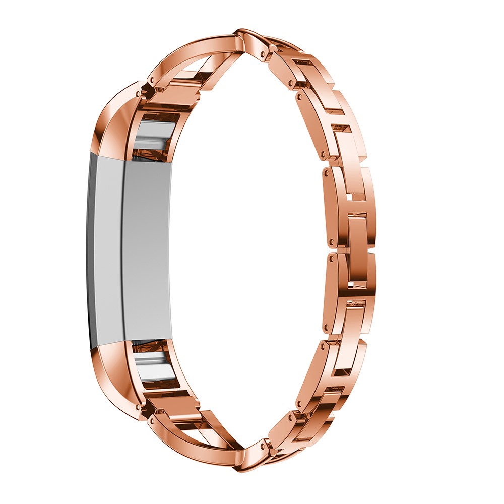 X-shape Diamond Decor Alloy Watch Bracelet for Fitbit Alta - Rose Gold-4
