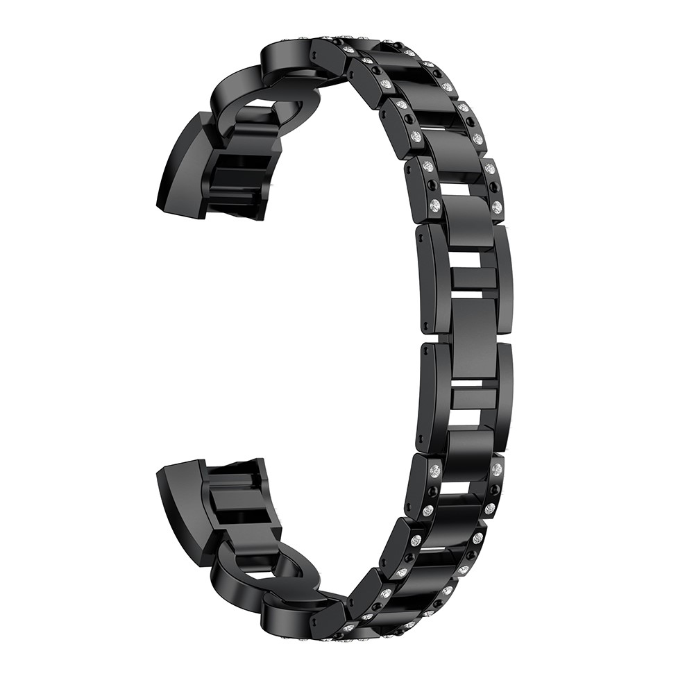 8-shape Rhinestone Decor Alloy Watch Band for Fitbit Alta - Black-1