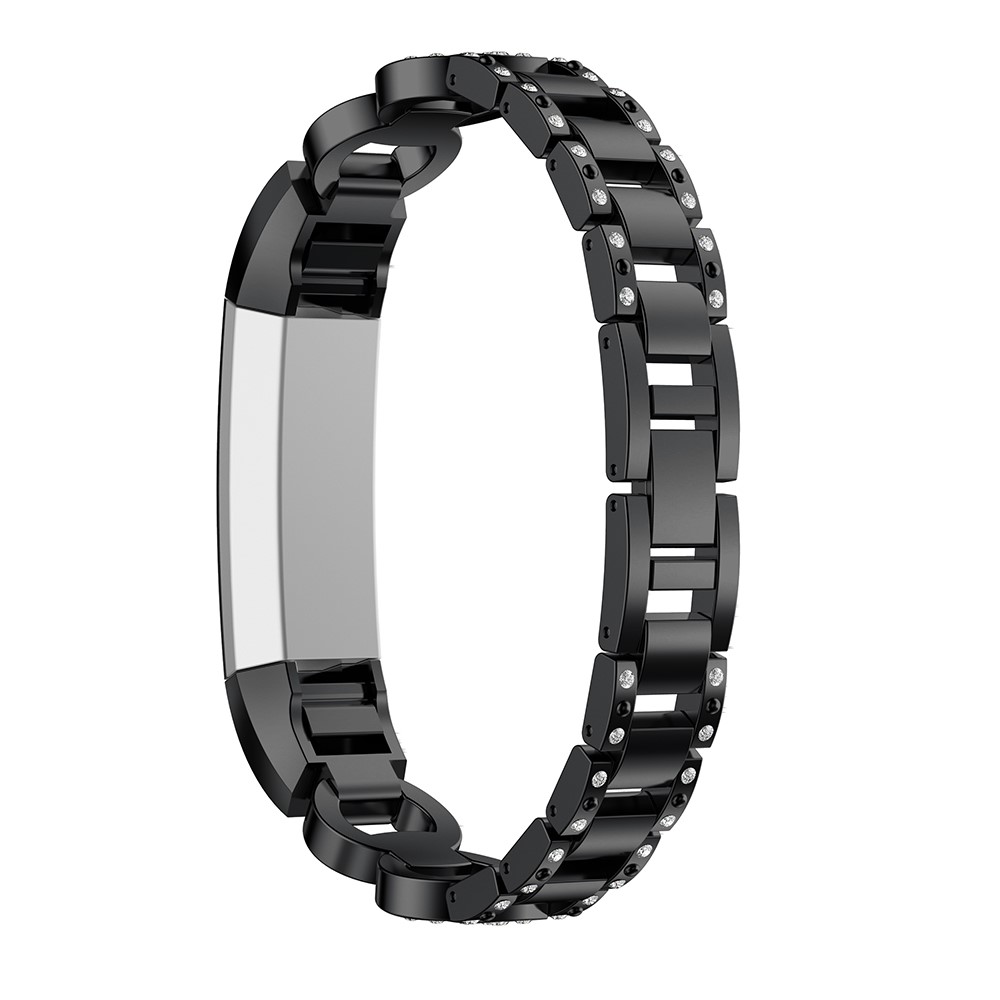 8-shape Rhinestone Decor Alloy Watch Band for Fitbit Alta - Black-3