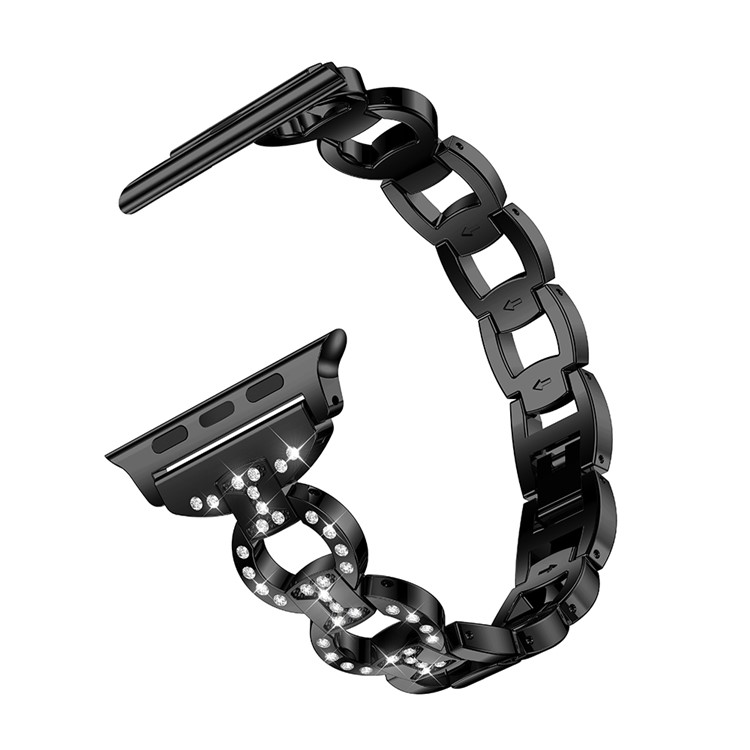 8-shape Rhinestone Decor Alloy Watch Band for Apple Watch Series 3/2/1 42mm - Black-1