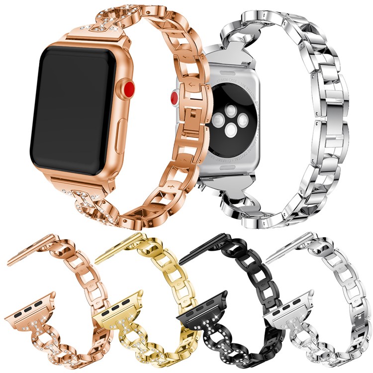 8-shape Rhinestone Decor Alloy Watch Band for Apple Watch Series 3/2/1 42mm - Black-6